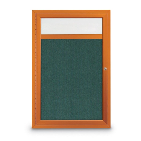 Slim Enclosed Corkboard, 30"x30", Satin Alum Frame/Buff